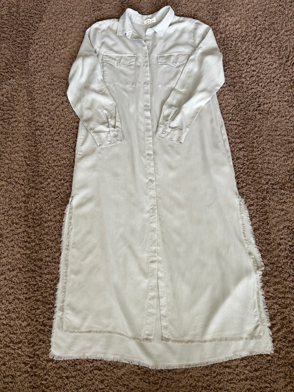 cloth & stone Light Gray Button-Front Maxi Shirt Dress